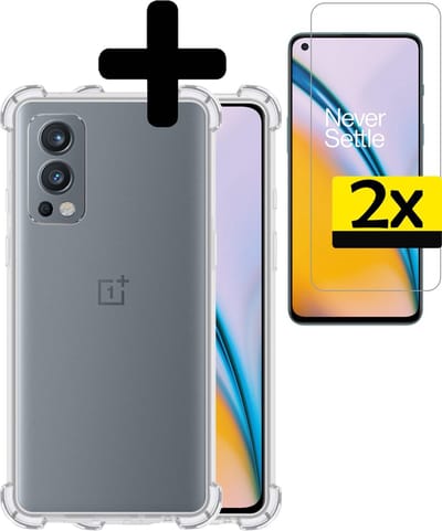 Hoesje - Met Screenprotector - 2 Stuks - Geschikt voor OnePlus Nord 2 - Sterk & Shockproof - Siliconen Case - Back Cover - Telefoon Hoes - Shock Proof - Telefoonhoesjes - Transparant