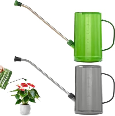Set Lange Gieters - Plantengieters - Kamerplanten Water Geven - Roestvrijstalen Tuit - 1 Liter - Groen Grijs