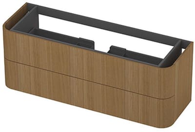 INK - Afgeronde Onderkast Fineer 2 Laden Softclose Tbv Grepen - 1400x450x520 Mm - Light Veneer
