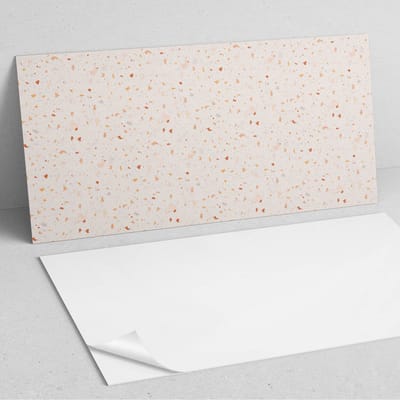 Coloray Wandpanelen Zelfklevend - Abstract terrazzo-patroon PVC Wandpaneel - 100 cm x 50 cm - Romig Wandbekleding Zelfklevend - 1 stuk - Texturen Wandpanelen Zelfklevend - Wandbord Keuken - Wandpaneel Badkamer