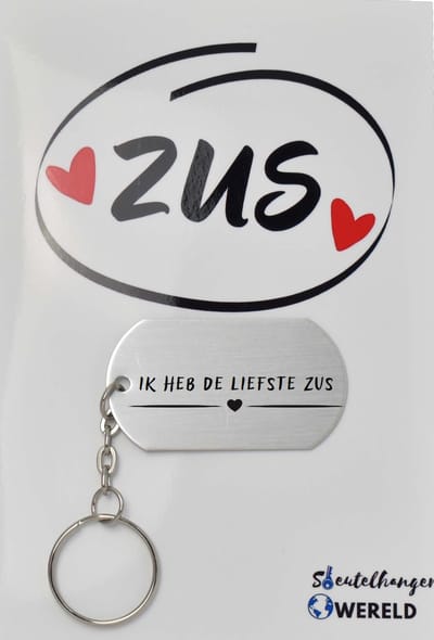 ik heb de liefste zus Sleutelhanger inclusief kaart - zus cadeau - cadeaupakket - verjaardag - Leuk kado voor je zus om te geven - 2.9 x 5.4CM