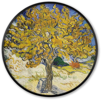 Poster in lijst Rond - Fotolijst 60x60 cm - Posters - Moerbeiboom - Vincent van Gogh - Ronde posterlijst zwart - Decoratie - Wanddecoratie woonkamer - Muurdecoratie slaapkamer