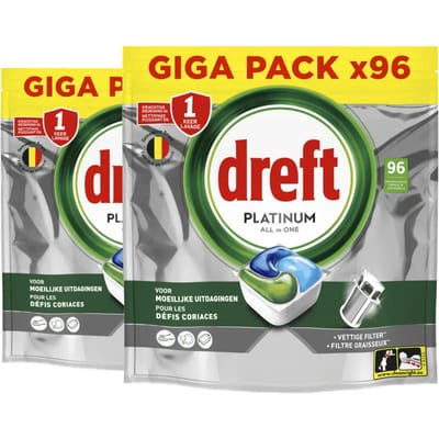 Dreft Vaatwastabletten Platinum All In One - Duo Pack (132 stuks)