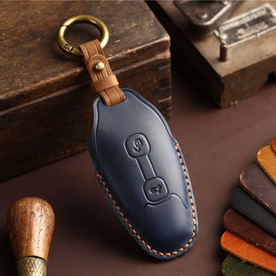 Pour Moto Vespa Housse de Clé en Cuir Vintage de Haute Qualité Housse de Protection pour Télécommande de Moto Gts300 black
