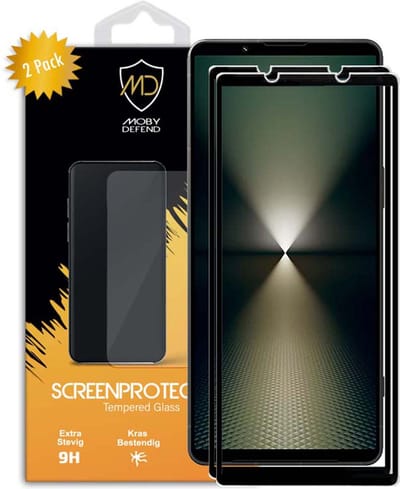 2-Pack MobyDefend Screenprotectors - Geschikt voor Sony Xperia 1 VI - Screensaver Met Zwarte Randen - Gehard Glas