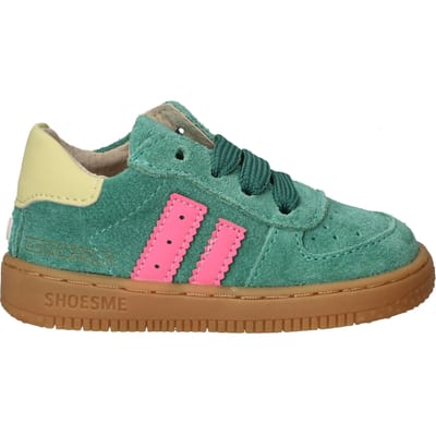 Shoesme Groen Sneakertje - Sneakers Kinderen - Meisjes - Green Pink - Suède - Maat 20