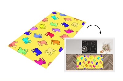 Keukenloper - Loper keuken - Olifant - Geel - Patronen - 120x60 cm - Keukenloper vinyl