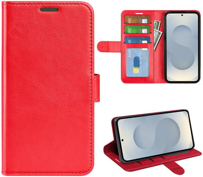 MobyDefend Hoesje - Geschikt voor Samsung Galaxy S25 Edge - Wallet Book Case (Sluiting Achterkant) - Rood