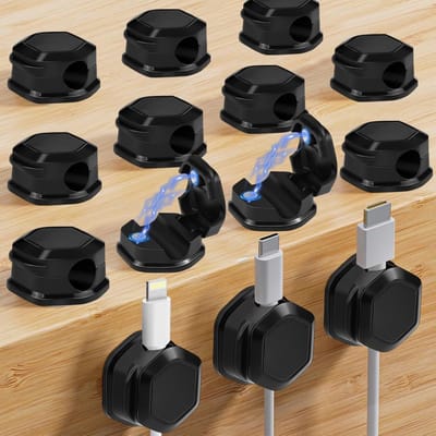 Famanu – Magnetische kabelclips - set van 14 stuks snoerorganizerhouder - magnetische snoerorganizer - kabel - opgeruimde clips - draaddraadhouder - zelfklevende draadhouder - magnetische kabelhouder voor