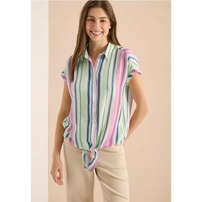 Overhemdblouse met strepen en knopen