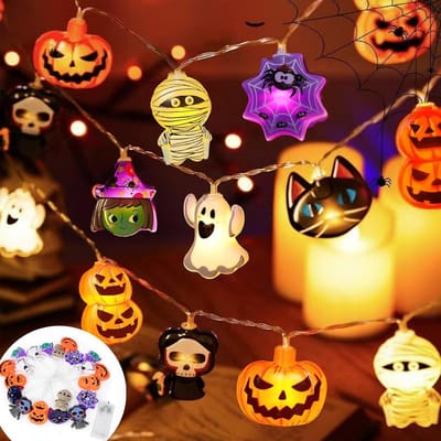 LED Lichtketting Decoratie Kinderkamer - Pompoen, Geest & Kat - 3 Meter met 20 Lampjes
