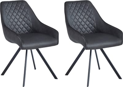 Colenis® - Elias Eetkamerstoel - Set Van 2 - Antraciet - Microfiber Stof - 180° draaibaar