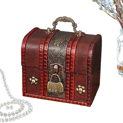 Houten Aandenkistje - Houten Kist Slot - Sieraden Brieven Foto's - Antiek Europees Design