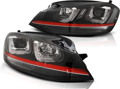 Koplampen dagrijlicht VW GOLF 7 12-17 U-TYPE ZWART WITH ROOD LINE GTI LOOK