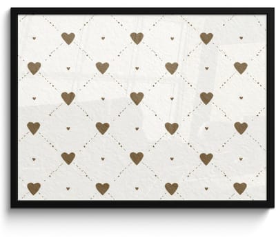 Poster in lijst - Fotolijst 70x50 cm - Posters - Hartjes - Patroon - Raster - Klassiek - Posterlijst zwart - Decoratie - Wanddecoratie woonkamer - Muurdecoratie slaapkamer
