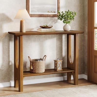 Tribesigns Entree Consoletafel - Haltafel met Opbergruimte - Bruin - 105 x 35 x 80 cm - Consoletafel voor Hal, Woonkamer, Entree, Foyer