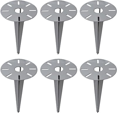 Tuinspiesen - Grondankers - Tuinverlichting Bevestigen - Weerbestendig Staal - 6 stuks 30.5 cm - Zilvergrijs