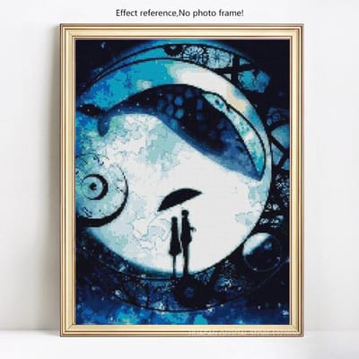 Diamond Painting Cartoon Paar Maan Vol Dille Ronde Strass Diamant Borduren Mozaïek Home Decor 20X30CM gray
