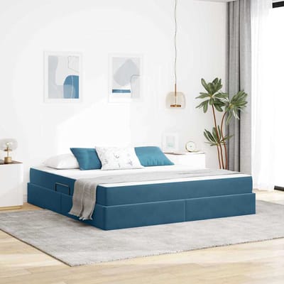 vidaXL - Opbergbed - met - matras - Donkerblauw - 160 - x - 200 - cm - Fluweel