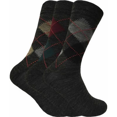 Sock Snob - Heren 3 Pack Lamswol Soft Top Sokken - Grijs
