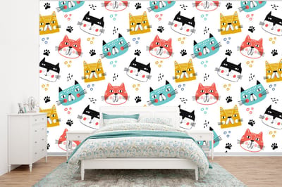 Behang - Fotobehang Jongens - Patronen - Katten - Breedte 320 cm x hoogte 240 cm