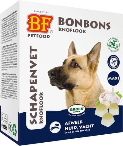 BF Petfood Schapenvet Knoflook maxi 16 doosjes van 40 st.