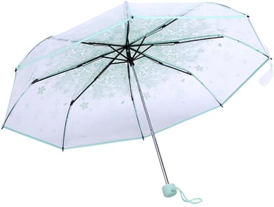 Dailygoods - Opvouwbare paraplu - Kersenbloesem design - Modieuze regenparaplu - Transparant - Duurzaam en veilig - Geschikt voor dagelijks gebruik -