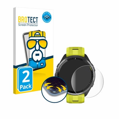 BROTECT - Screenprotector voor Garmin Forerunner 965 / 970 - Folie Beschermfolie transparant volledig dekking - 2 Stuks