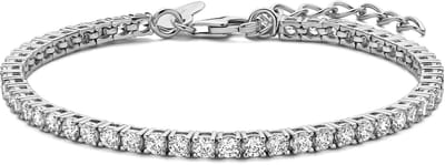 New Bling 9NB-0619 Zilveren Armband - Dames - Tennisarmband - Zirkonia - 2,5 mm - Rhodium - 15,5 + 3 cm - Zilver