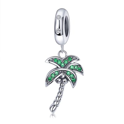 Fler® | Bedel | Past op populaire bedel armbanden (standaard-3mm) | armbandbedel | Vakantie Charm | Palmboom Bedel | Hangbedel Charm | 925 sterling zilver | Zirkonia | Armband Kraal | Reizen bedel | Vriendschap, Kado, Cadeau | Valentijn kado
