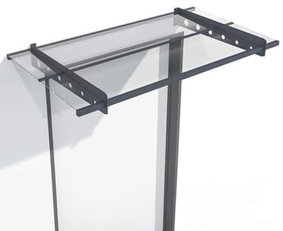 Luifel voor voordeur 150x80 cm - Akoestisch glas & staal - moderne donkergrijze overkapping