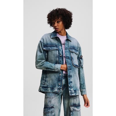 Karl Lagerfeld Klj Utility Denim Jacket Tinted Visual Washed Blue Taglia: S | Giacche di jeans Outlet | Donna | Blu
