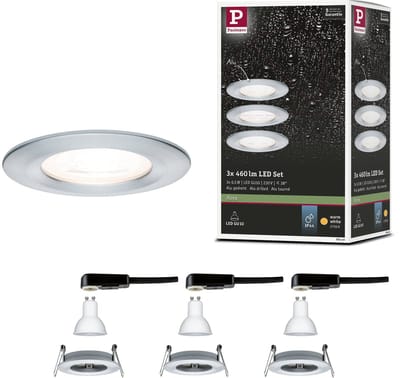 LED-inbouwlamp Nova Basisset star IP44 rond 78 mm GU10 3x6,5W 3x460lm 230V 2700K Alu gedraaid
