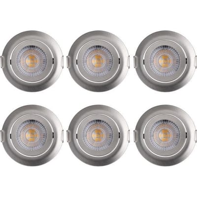 Monzana Spotjes Krog - 6 Stuks LED Dimbaar Draaibaar - Zilver