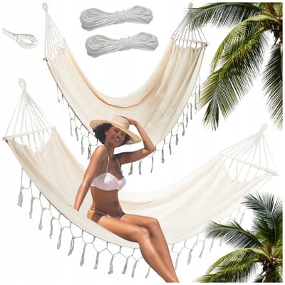 Grote Boho Hangmat Tweepersoons 200x150cm met Houten Spreidstokjes