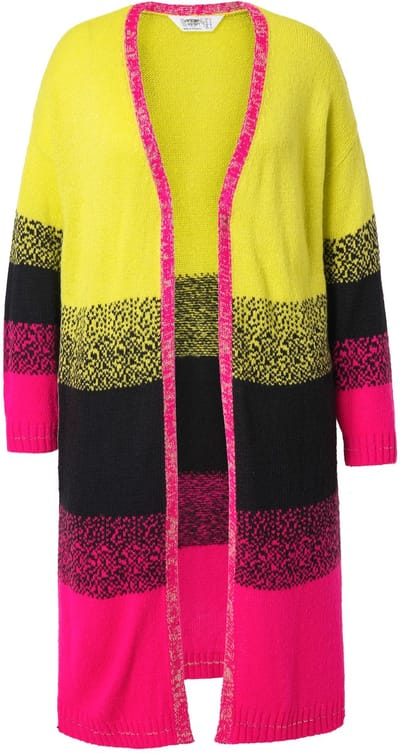 Angel of Style - Dames - Lang vest blokstrepen met kleurverloop open model - Zwart - Maat 46+