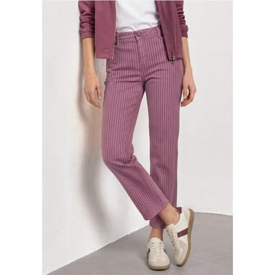 Jeans met High Waist en Straight Leg pijpen met strepen