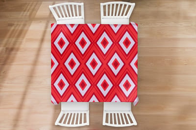 Kerst Tafelkleed - Kerstmis Decoratie - Tafellaken - Kerst - Patronen - Ruit - Rood - 120x120 cm - Kerstmis Versiering - Tafeldecoratie Kerstmis - Kerstdecoratie tafel - Tafelversiering