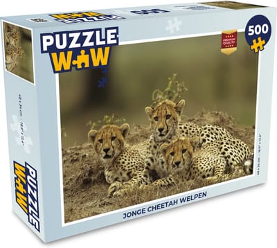Puzzel Jonge cheetah welpen - Legpuzzel - Puzzel 500 stukjes