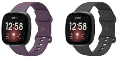 Strap-it siliconen smartwatch bandjes donkerpaars + zwart – geschikt voor Fitbit Versa 3/4 & Sense/Sense 2 – comfortabel, flexibel & waterbestendig – maat L