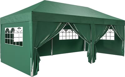 Partytent opvouwbaar - Paviljoen - 6x3m - Easy up - Waterdicht - Weerbestendig - Donkergroen