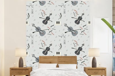 Behang - Fotobehang Patroon - Muziek - Viool - Breedte 225 cm x hoogte 280 cm