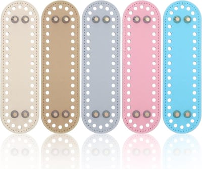 Set van 5 Pocket Bases voor Haakwerk, PU Leren Tasbodemvormers met Gaten, 7 x 2 Inch Ovalen Bodems voor DIY Haaktassen en Schoudertassen, Perfect voor Creatief Handwerk en Ambachten in 5 Kleuren