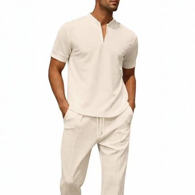 Zomer Set Beige Heren - Shirt en lange Broek - Outfit