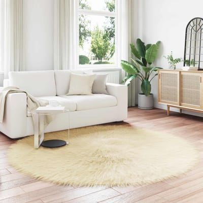 vidaXL - Tapijt - van - imitatie - schapenvacht - TAFALLA - Crèmekleurig - Ø - 160 - cm