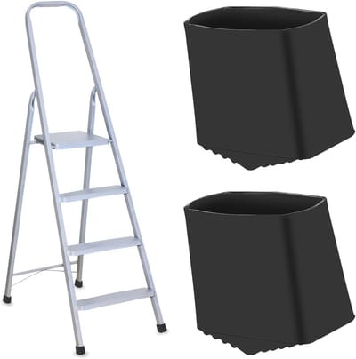 Set van 2 Antislip Rubberen Beschermhoezen voor Vouwladder - 2 x 4 cm Vloerbescherming in Zwart, Ideaal voor Veiligheid en Stabiliteit