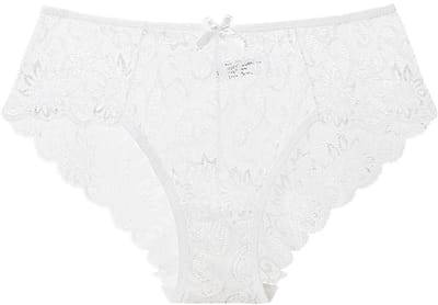 Dames kanten slipjes, verpakking van 1, laag model, sexy ondergoed, zacht kant, ultradun, Wit,S