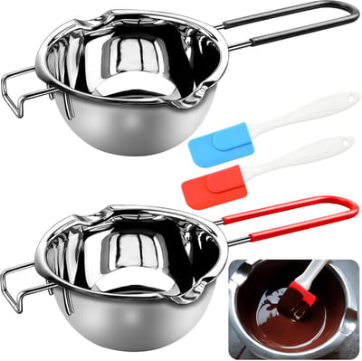 Ibenzoa® Twee Roestvrij Stalen Smeltpotten met Waterbad en Spaanlagen – Perfect voor Chocolade en Meer