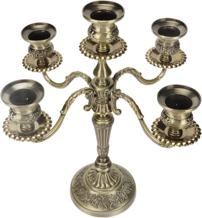5-armige Kandelaar - Kaarsenhouder Tafeldecoratie - Romantisch Diner - Zinklegering Duurzaam - 28x15x10 cm - Zwart