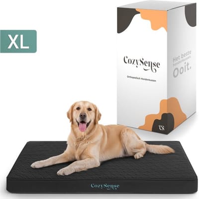 CozySense® Orthopedisch Hondenkussen 100 X 70 Cm – Maat XL - Waterdicht – Geschikt Als Benchkussen & Hondenbed - Wasbare Hoes - Zwart